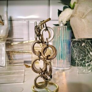 Ann Taylor Silver and Gold Vintage Toggle Clasp Bracelet 8"